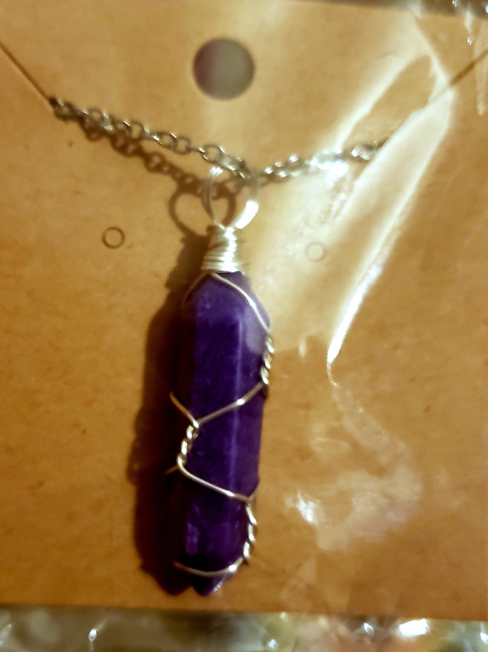 Handwrapped Purple Amethyst Crystal Pendant Necklace